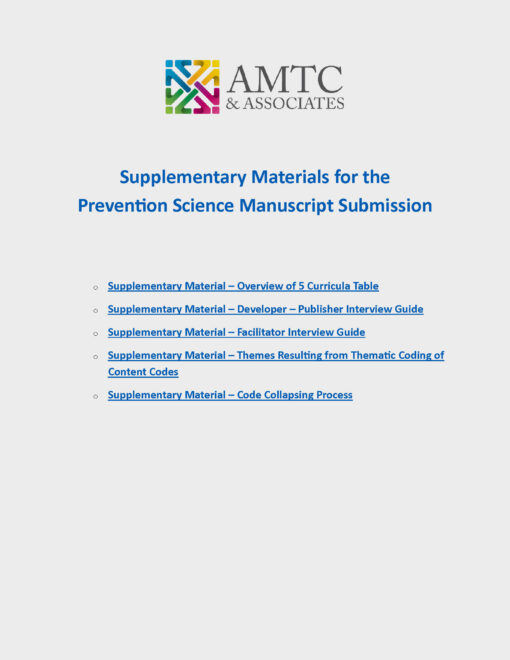Supplementary Materials for the Prevention Science Manuscript Submission